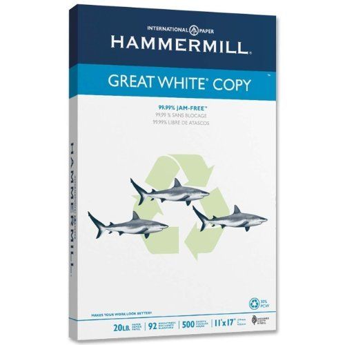 Photo 1 of Hammermill Great White 30% Recycled 11" x 17" Copy Paper, 20 lbs., 92 Brightness, 500/Ream (86750)