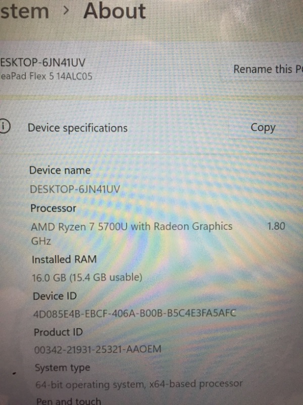 Photo 10 of *SEE COMMENTS* Lenovo Flex 5 14" Full HD 2-in-1 Touchscreen Laptop, AMD Ryzen 7 5700U, 16GB RAM, 512GB SSD, Windows 11 Home
