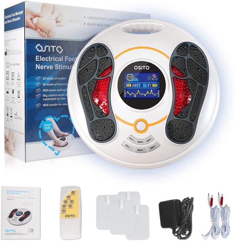 Photo 1 of OSITO Circulation System & Nerve Muscle Stimulator - Improves Foot Circulation and Neuropathy, Relieves Feet Legs Pains, Massages and Relaxes Body with TENS Unit & 4 Electrode pads,Clinical-proven Eff
