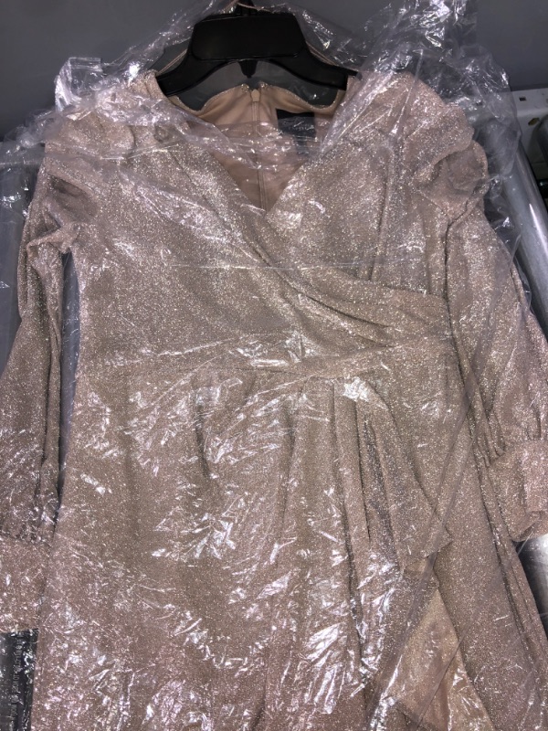 Photo 3 of ADRIANNA PAPELL METALIC MESG DRAPED DOWN LONG SLEEVE/ROSE GOLD SIZE 8