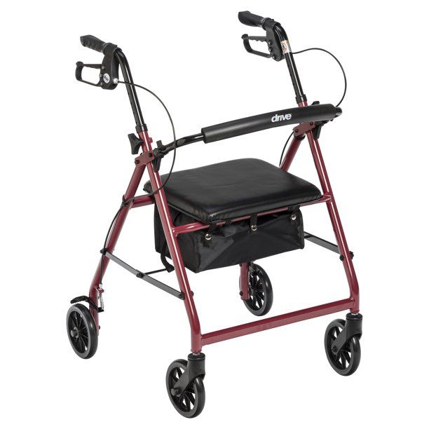 Photo 1 of Medline Steel Rollator Walker Burgundy 350 lbs Capacity