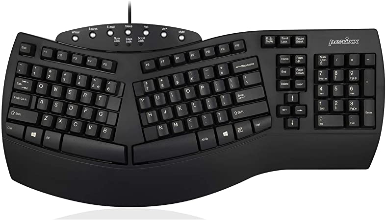 Photo 1 of Perixx PERIBOARD-512 Wired Ergonomic Natural Split Keyboard with 7 Multimedia Keys, Black