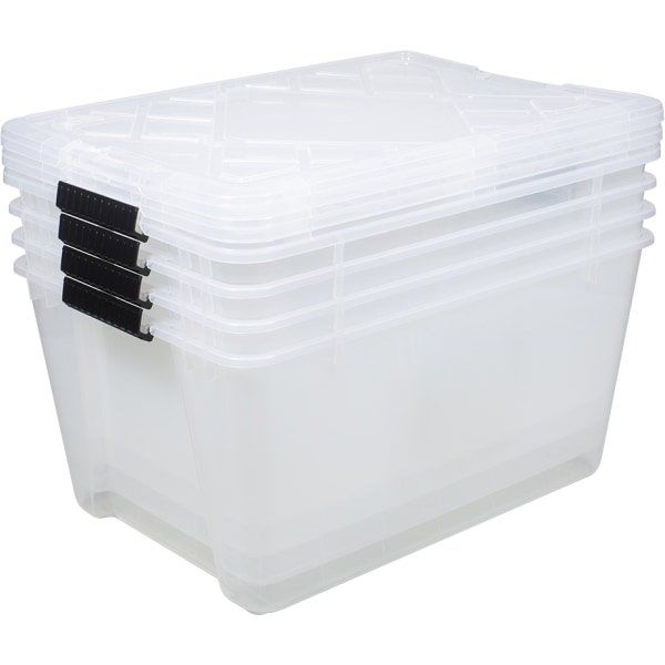 Photo 1 of Office Depot® Brand by GreenMade® Instaview Storage Container With Latch Handles/Snap Lids, 45 Q63t, 16-1/2" x 15-3/4" x 21-1/2", Clear, Pack Of 6