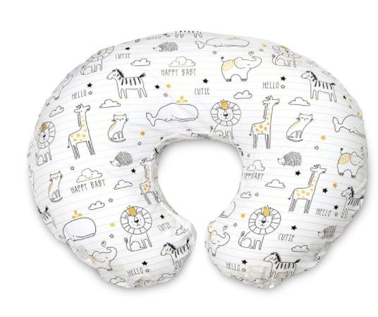 Photo 1 of Boppy Nursing Pillow and Positioner—Original | Notebook Black and White with Gold Animals| Breastfeeding, Bottle Feeding, Dimensions LxWxH: 19.9 x 16.75 x 6.5 inches