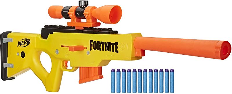 Photo 1 of Nerf Fortnite BASR-L Bolt Action, Clip Fed Blaster -- Includes Removable Scope, 6-Dart Clip and 12 Official Nerf Elite Darts
