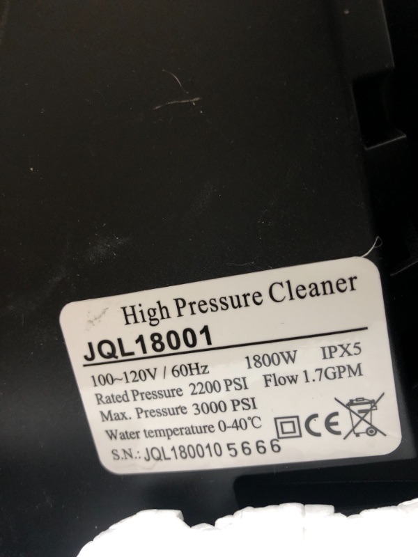 Photo 2 of **see comments**Pressure Washer,3000PSI Electric Pressure Washer, 1.8GPM Electric Power Washer High Pressure Washer with Spray Gun, Brush, and 4 Quick-Connect Spray Tip, Blue missing spray pole
