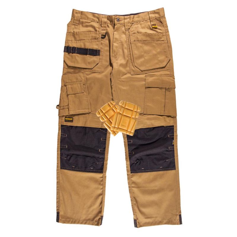 Photo 1 of DEWALT Men's 34 in. W X 33 in. L Tan Polyester/Cotton/Elastane Stretch WorkPant with Knee Pad
