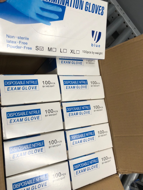 Photo 2 of 1000 Blue Nitrile Gloves Disposable Gloves 4 MIL, Medical Exam Non-Sterile Powder Free Latex  10 Boxes of 1000 | Small
