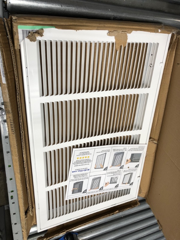 Photo 2 of 26" x 18" Return Air Grille - Sidewall and Ceiling - HVAC Vent Duct Cover Diffuser - [White] [Outer Dimensions: 27.75w X 19.75" h]
