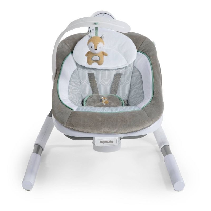 Photo 1 of Ingenuity AnyWay Sway USB PowerAdapt Dual-Direction Portable Baby Swing in Spruce, Ages 0-9 Months
