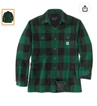 Photo 1 of Carhartt Men's Relaxed Fit Heavyweight Flannel Sherpa-Lined Shirt Jacket