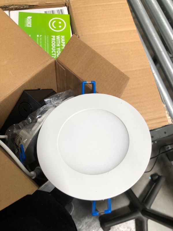 Photo 3 of Sunco Lighting 4 Inch Ultra Thin LED Recessed Ceiling Lights Slim, 5000K Daylight, Dimmable 10W=60W, 650 LM, Smooth Trim Damp Rated, Canless Wafer Thin with Junction Box - ETL & Energy Star 2 Pack
