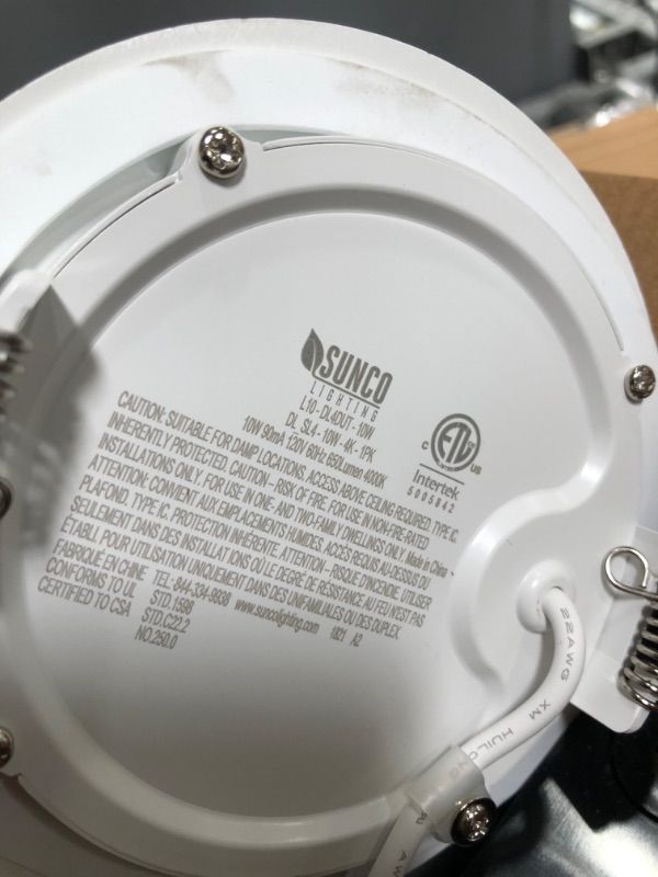 Photo 2 of Sunco Lighting 4 Inch Ultra Thin LED Recessed Ceiling Lights Slim, 5000K Daylight, Dimmable 10W=60W, 650 LM, Smooth Trim Damp Rated, Canless Wafer Thin with Junction Box - ETL & Energy Star 2 Pack
