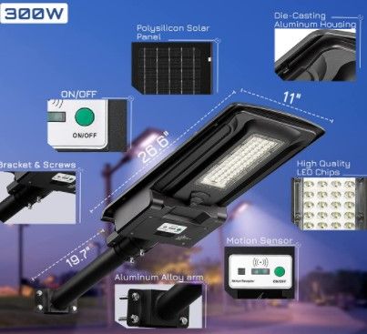 Photo 1 of  Die-Casting Aluminum 20000LM LED Street Light Dusk to Dawn with Motion Sensor and Remote Control - IP65 Waterproof Two Installation Methods Wall or Pole Light