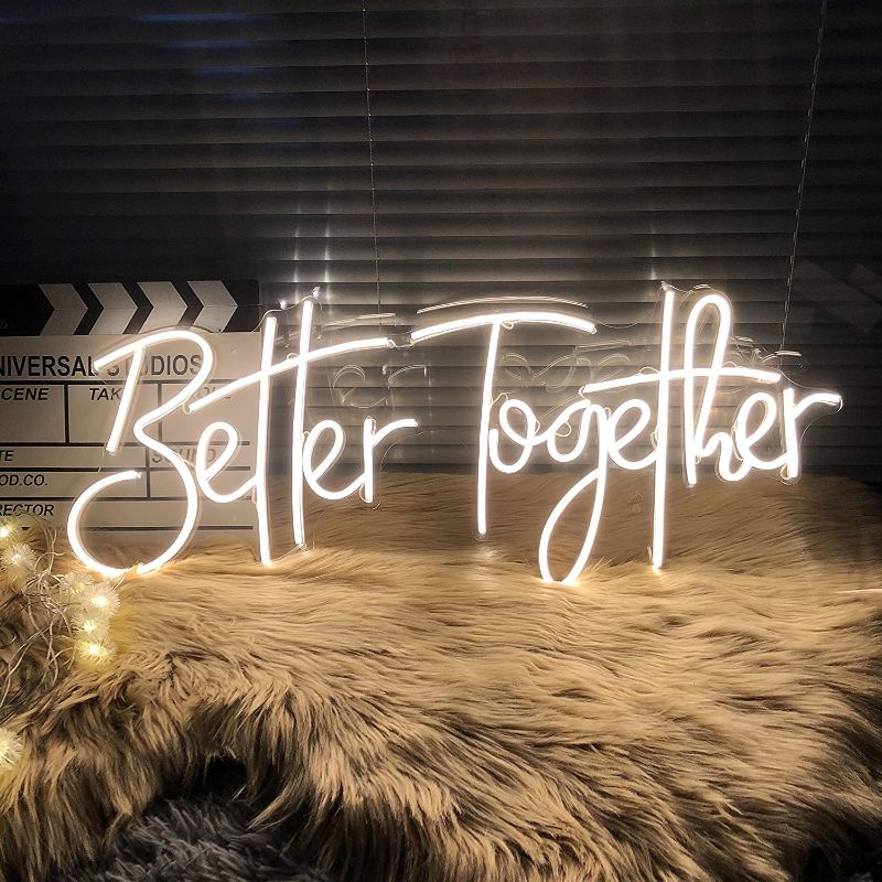 Photo 1 of Better Together Neon Signs for Wedding Decoration Valentines Day Decor Engagement Anniversary Party Neon Light Sign for Bedroom Wall Decor Birthday Gift for Women 20X8"
