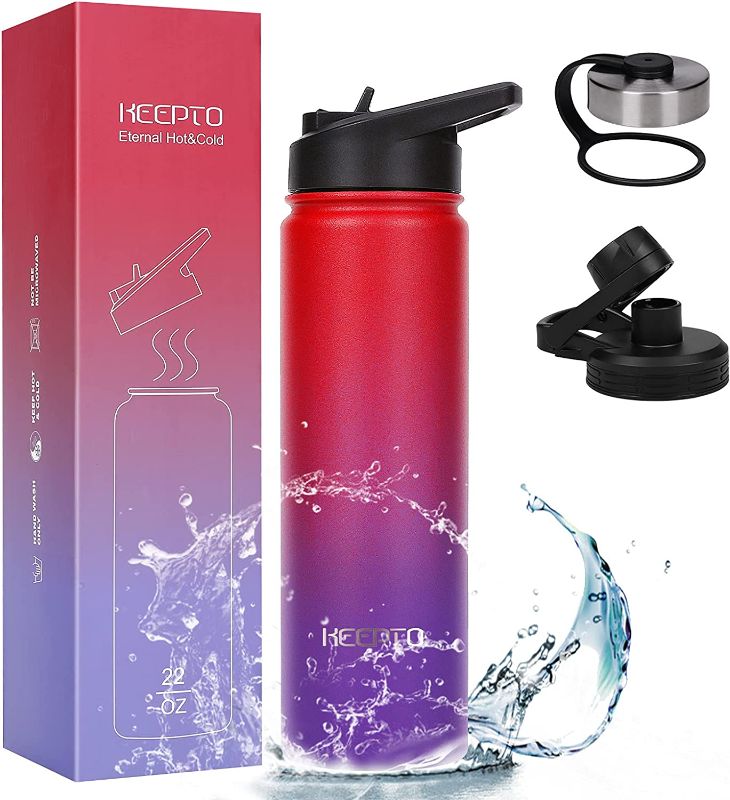 Photo 1 of KEEPTO Vacuum Insulated Water Bottle BPA Free,Stainless Steel Water Jug with Straw
