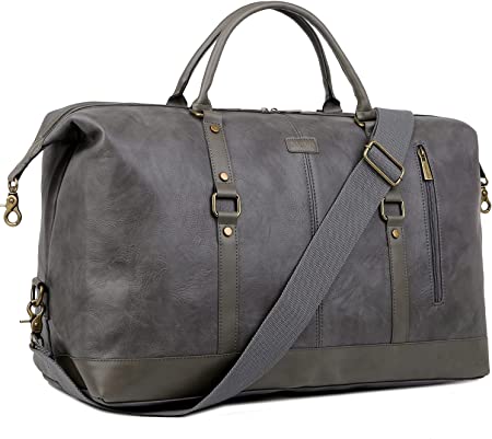 Photo 1 of BAOSHA Leather Travel Duffel Tote Bag Overnight Weekender Bag Oversized for Men and Women HB-14 (Grey)
