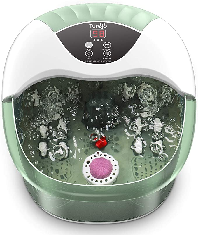 Photo 1 of Foot Spa, Foot Bath Massager with Heat, Bubbles, Pumice Stone, Medicine Box, Digital Temperature Control, Red Light, 14 Ergonomic Massage Rollers and Acupressure Massage Points, Fatigue Relief
