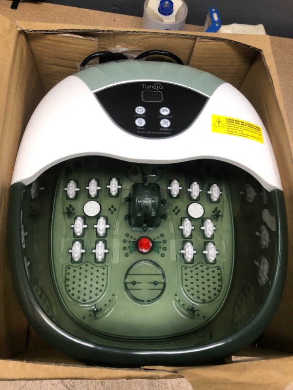 Photo 2 of Foot Spa, Foot Bath Massager with Heat, Bubbles, Pumice Stone, Medicine Box, Digital Temperature Control, Red Light, 14 Ergonomic Massage Rollers and Acupressure Massage Points, Fatigue Relief
