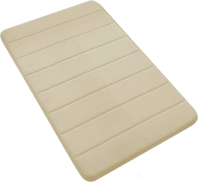 Photo 1 of 2 OF-EGYPHY Memory Foam Bathroom Rug, 20"X32" Non-Slip Bath Mat, Soft Absorbent Bathroom Carpet, Machine Washable Large Thick Bath Runner for Tub Shower Bath Room Toilet Floors Kitchen-Beige
