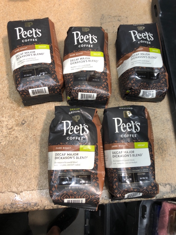 Photo 1 of *EXPIRED 07/04/2022*- 5 of Peet's Coffee, Dark Roast Decaffeinated Ground Coffee - Decaf Major Dickason's Blend 10.5 Ounce Bag, Packaging May Vary
