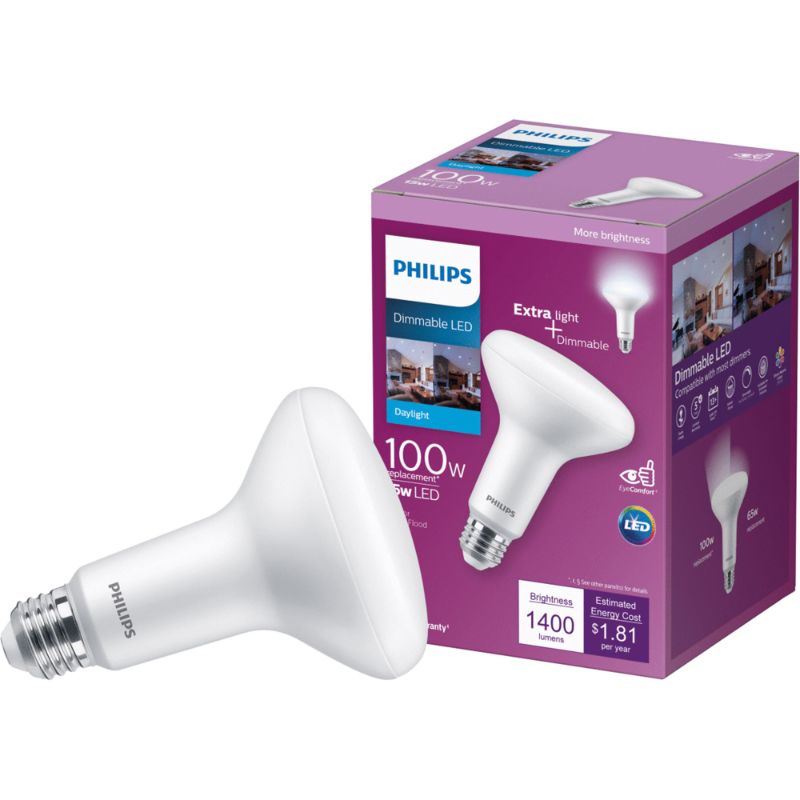 Photo 1 of 2 of- 100-Watt Equivalent BR30 Dimmable Energy Saving LED Light Bulb in Daylight (5000K) (1-Bulb)
