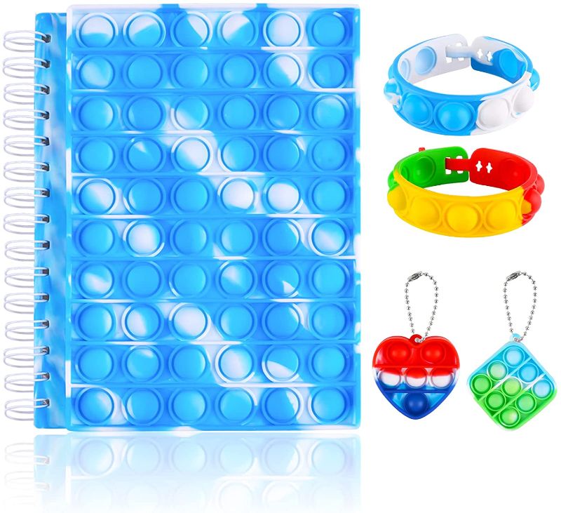 Photo 1 of 3 of- Gomust Pop Bubble Fidget Pop-On-It Notebook with Keychain Bracelet College Ruled Paper Spiral Note Book Fidgets Toy 