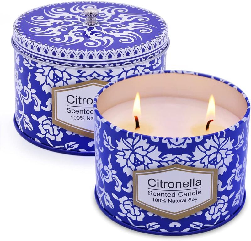 Photo 1 of 2 of-Citronella Candles Outdoor 8.5oz Natural Soy Wax Candles for Home Outside Patio Porch, Pack of 2
