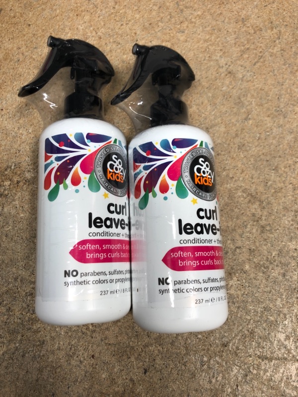 Photo 2 of 2 OF- SoCozy, Curl Spray LeaveIn Conditioner For Kids Hair Detangles and Restores Curls No Parabens Sulfates Synthetic Colors or Dyes, Jojoba Oil,Olive Oil & Vitamin B5, Sweet-Pea, 8 Fl Oz
