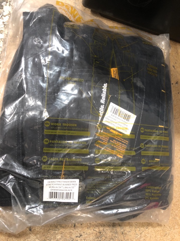 Photo 3 of DEWALT ProTradesman Combo Men's 34 in. W x 33 in. L Black Polyester/Cotton/Elastane Stretch Work Pant with Knee Pad