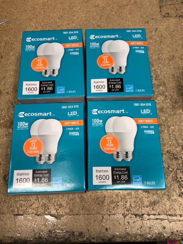 Photo 2 of 4 of- 100-Watt Equivalent A19 Dimmable Energy Star LED Light Bulb Soft White (2-Pack)
