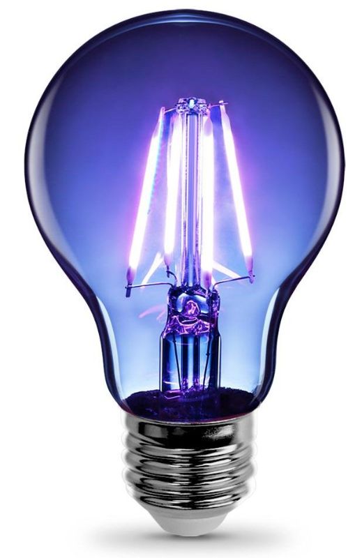 Photo 1 of 3 of- 40-Watt Equivalent A19 Dimmable Filament Blue Colored Glass LED Light Bulb (1-Pack)
