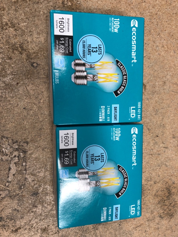 Photo 2 of 2 of -100-Watt Equivalent A19 ENERGY STAR and CEC Dimmable LED Light Bulb in Daylight (2-Pack)
