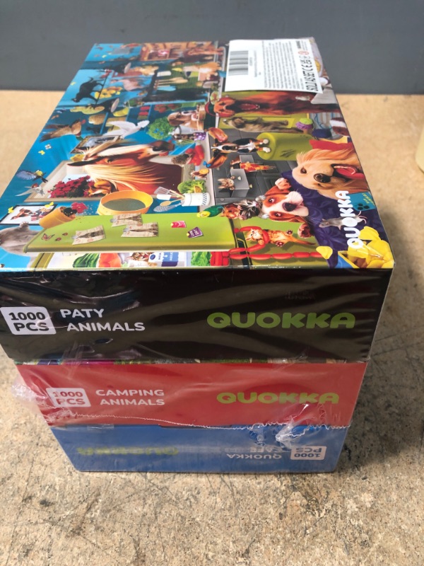 Photo 2 of 1000 Piece Jigsaw Puzzles for Adults - Set of 3 Puzzles for Men and Women by QUOKKA - Funny Animals for Kids Ages 8-12 and Up - Colourful Game with Cats Dogs Pets for Family
