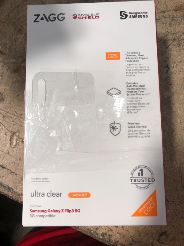 Photo 2 of ZAGG InvisibleShield Ultra Clear with D3O Screen Protector - Made for Galaxy Z Flip3 5G - Maximum Clarity with Shatter Protection Reinforced with D3O® - clear X2
