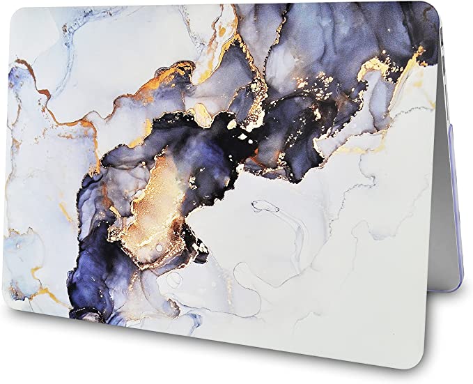 Photo 1 of KECC Compatible with MacBook PRO 13 inch Case 2022 2021 2020 2019 2018 Release A2337 M1 A2179 A1932 Retina Display + Touch ID Protective Plastic Hard Shell (White Marble Blue Gold)
