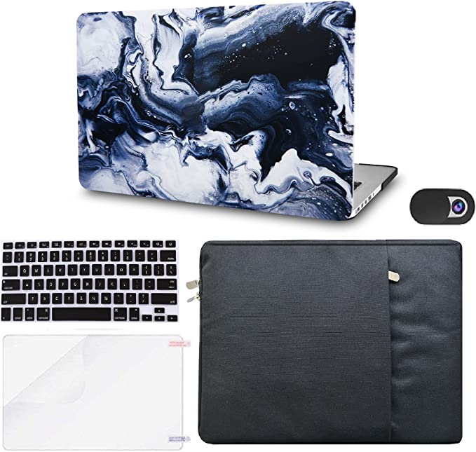 Photo 1 of KECC Compatible with MacBook Pro 13 inch Case 2019-2016 Touch Bar A2159 A1989 A1706 A1708 Plastic Hard Shell + Keyboard Cover + Sleeve + Screen Protector + Webcam Cover (Black Grey Marble)
