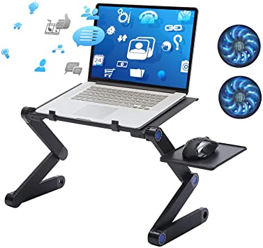 Photo 1 of Seatopia Adjustable Laptop Table Stand, for up to 17 Inch Laptops, Portable Laptop Riser Stand with 2 CPU Cooling Fans and Detachable Mouse Pad, for Bed, Sofa, Office
