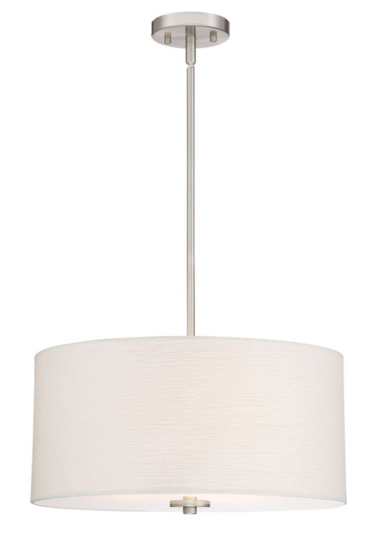 Photo 1 of *READ BELOW** Revel Pearl 18" Contemporary 3-Light Large Drum Chandelier + Glass Diffuser, Brushed Nickel Finish
