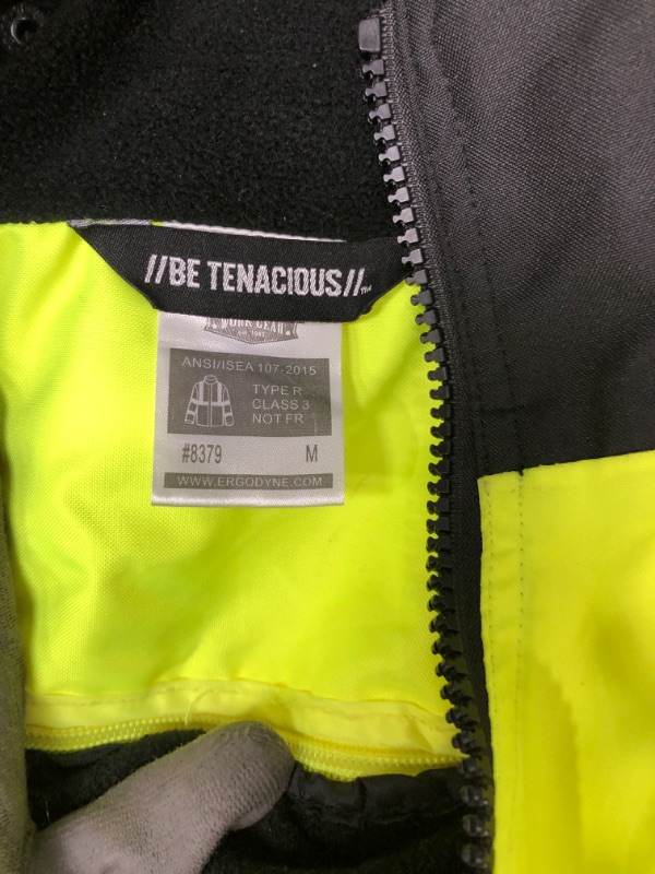 Photo 1 of High Visibility Reflective Winter Bomber Jacket, Black Bottom, ANSI Compliant, Ergodyne GloWear 8377 - SIZE MEDIUM
