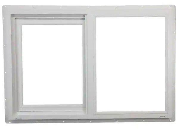 Photo 1 of 23.5 in. x 23.5 in. Classic Series White Vinyl Left-Hand Sliding Window with HPSC Glass, Screen Included
