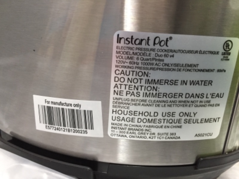 Photo 4 of *READ BELOW** Instant Pot 7-in-1 Duo Electric Pressure Cooker - 6 Qt
