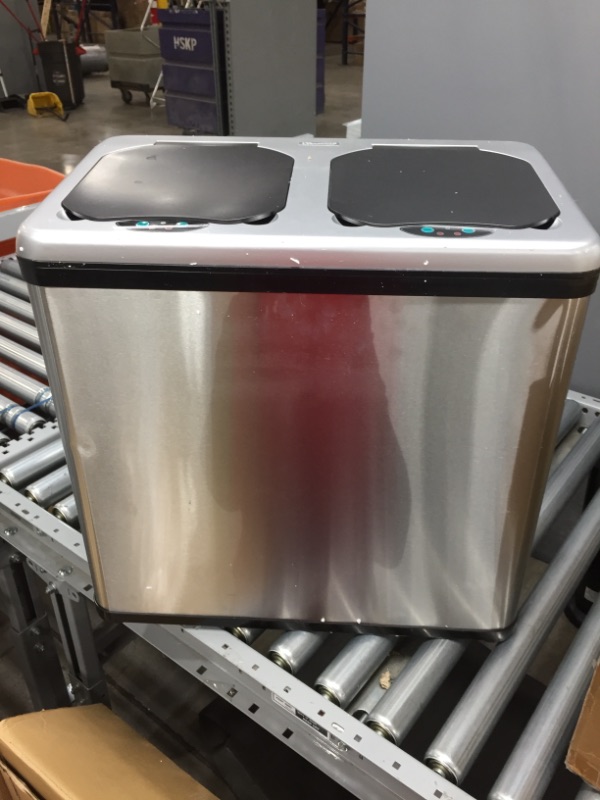 Photo 2 of **PARTS ONLY** iTouchless 16 Gallon Touchless Sensor Trash Can/ Recycle Bin with Wheels, 60 Liter Stainless Steel Dual-Compartment (2 x 8 Gallon) Kitchen Recycling and Garbage Trashcan
