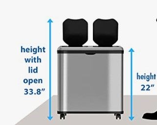 Photo 1 of **PARTS ONLY** iTouchless 16 Gallon Touchless Sensor Trash Can/ Recycle Bin with Wheels, 60 Liter Stainless Steel Dual-Compartment (2 x 8 Gallon) Kitchen Recycling and Garbage Trashcan
