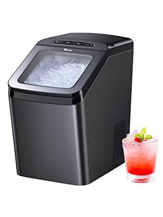 Photo 1 of Wamife Nugget Ice Maker Countertop, Portable Self-Cleaning Pellet Ice Machine, 26lbs in 24Hrs, Stainless Steel Finish Nugget Ice Makers with Ice Scoop & Basket for Home Kitchen RV