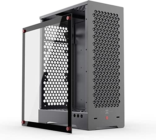 Photo 1 of C1 Micro ATX Computer Case for PC 2022 Mid Tower Aluminum Alloy Large Side Penetration MATX ITX Motherboard Gaming Case in-Line Long Graphics Card ATX Power Supply
