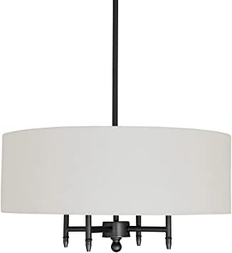 Photo 1 of Amazon Brand – Stone & Beam Contemporary Pendant Chandelier with White Shade- 20 x 20 x 42 Inches (Adjustable Height), Black
