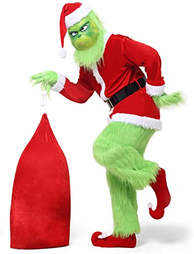 Photo 1 of LARAH 8pcs Green Monster Costume for Men, Christmas Deluxe, XL