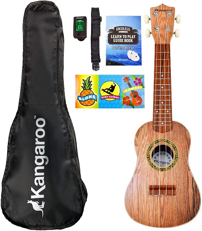 Photo 1 of **INCOMPETE**
Kangaroo 22.5" Ukulele with Electronic Tuner, Strap, Picks, Carrying Case & Songbook
