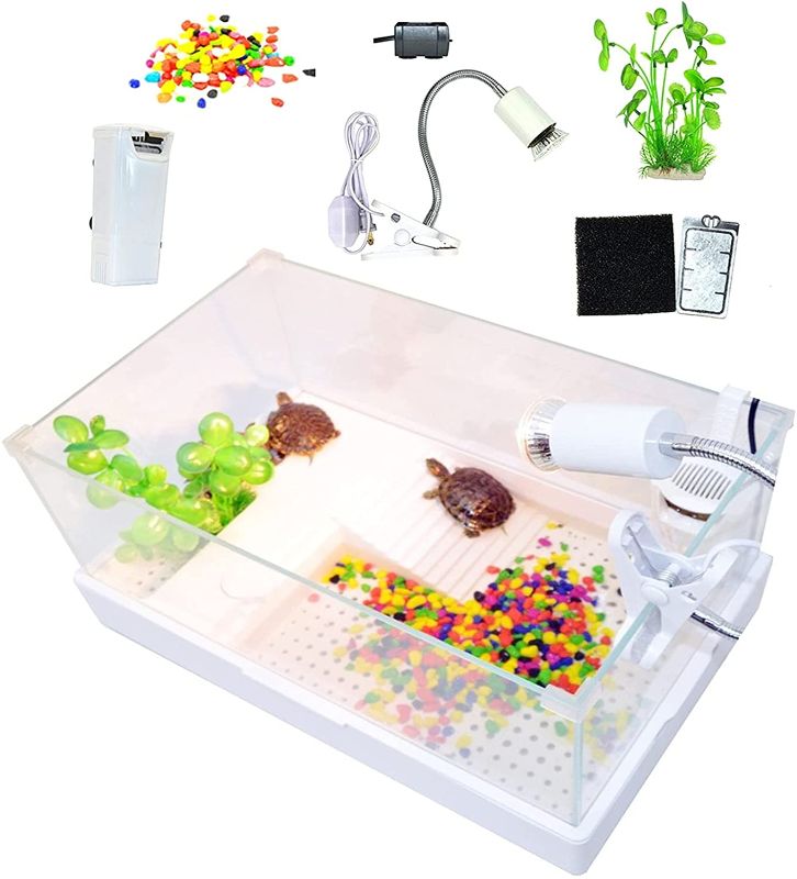 Photo 1 of **INCOMPLETE**
Coco West Large Turtle Tank Reptile Starter Kit Includes Accessories with UVAUVB Basking Light Lamp + Water Filter+Water Pump+ Rocks +Plants Aquarium, Habitat for Terrapin Turtles,Prevent Escape
